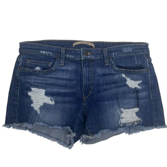 Joe's Womens Distressed Frayed Hem Cut-Off Shorts Blue Denim Phoebe Wash Size 30 - Picture 11 of 15